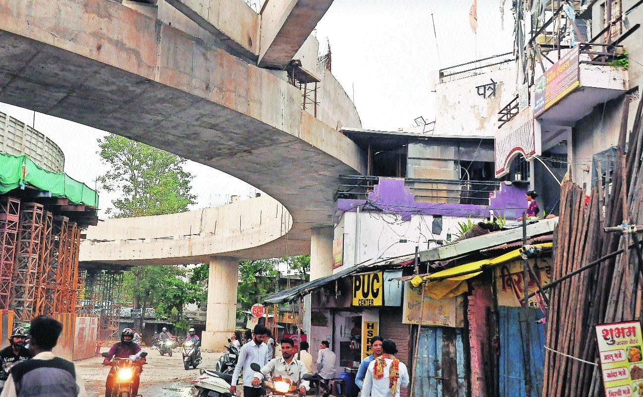 Rotary under-construction at Ashok Circle of citys longest 
