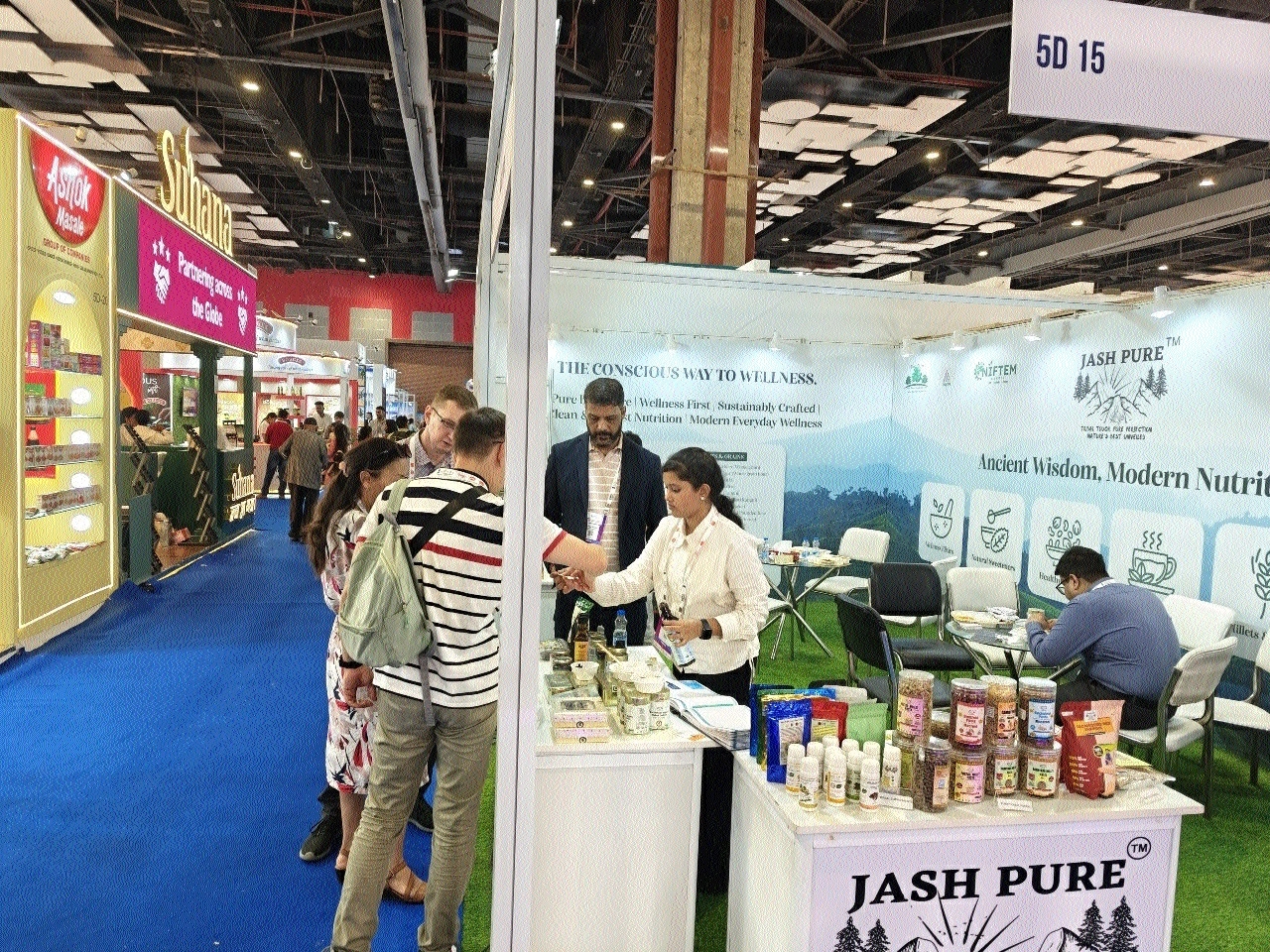 Jash Pure stall at Bharat Mandapam in New Delhi
