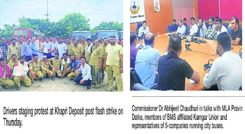 Drivers flash strike disrupts city bus services on Wardha Rd