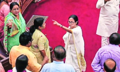 Mamata Banerjee gestures 