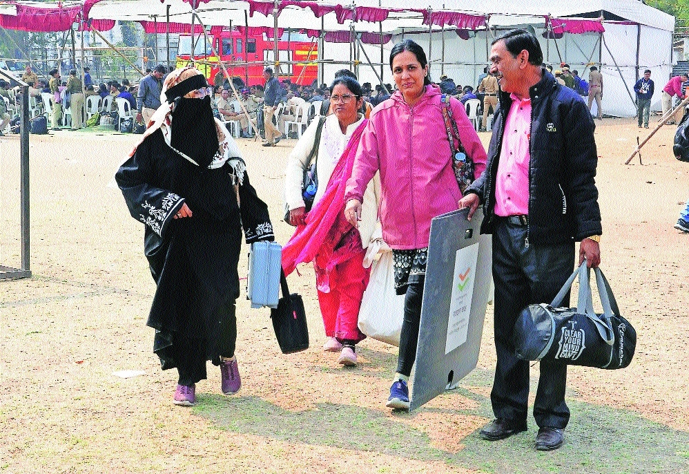 Polling parties leaving for respective booths