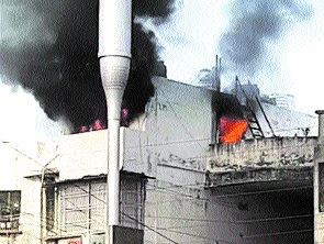 Fire in rooftop store room at Pragati Apartment