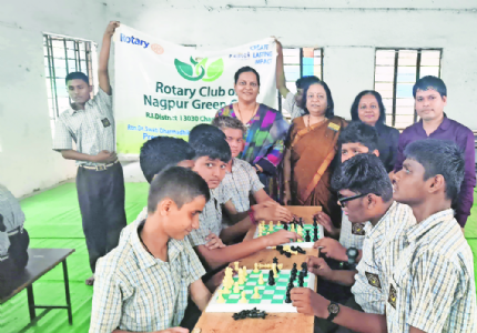 Chess training for visually impaired by Rotary Club