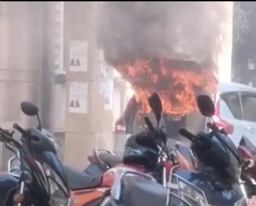 Car catches fire in District Court premises, flames doused