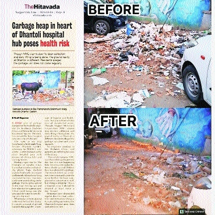 NMC clears garbage from corner near Dhantoli garden 
