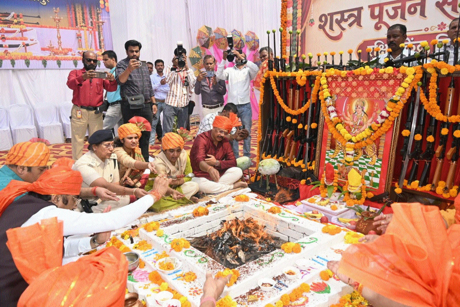 Worshipping weapons on Vijayadashami
