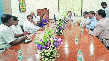 BJP leaders interacting with senior 