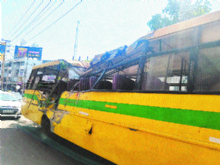 RGPV bus overturns on VIP Road,