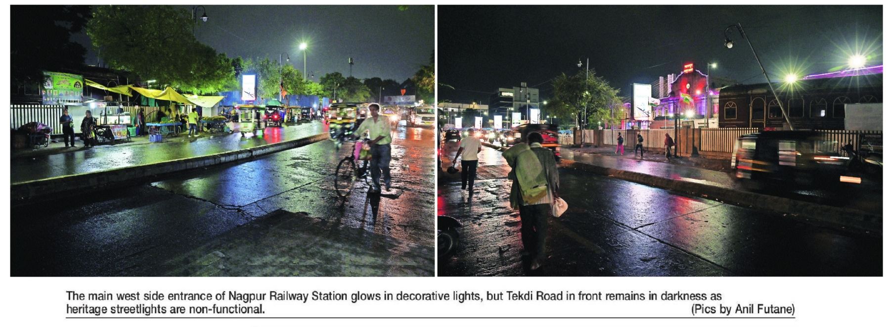 Nagpur Rly Stn illuminated Tekdi Road remains in darkness 