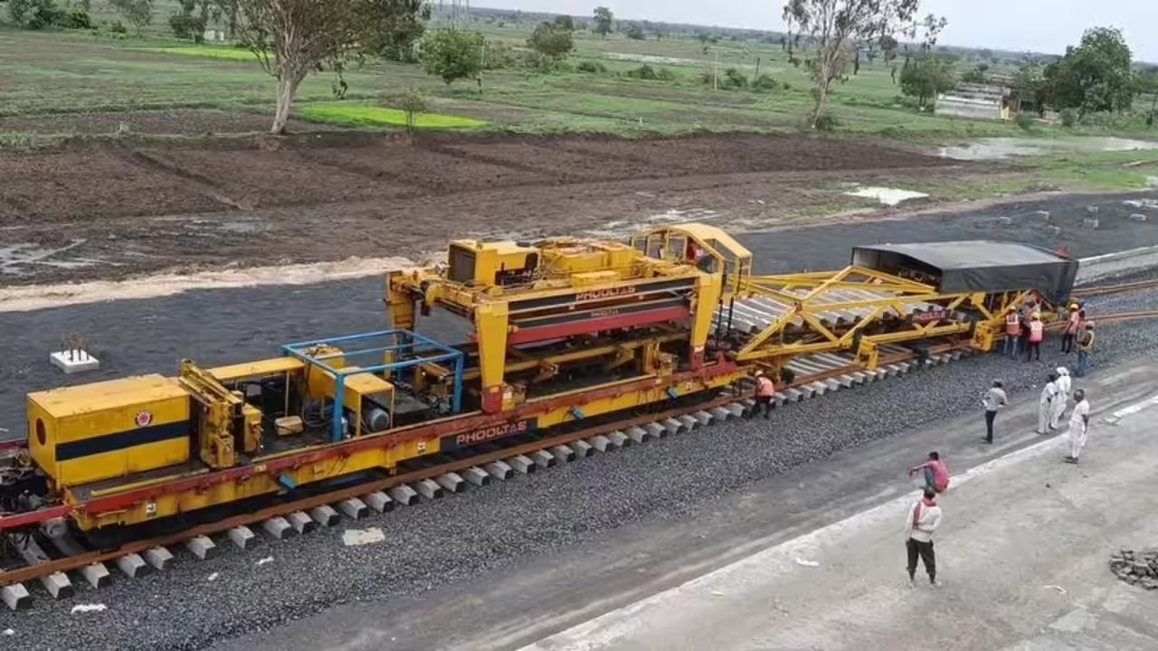 Workers busy with affixing OHE on Itwari-Nagbhid new line