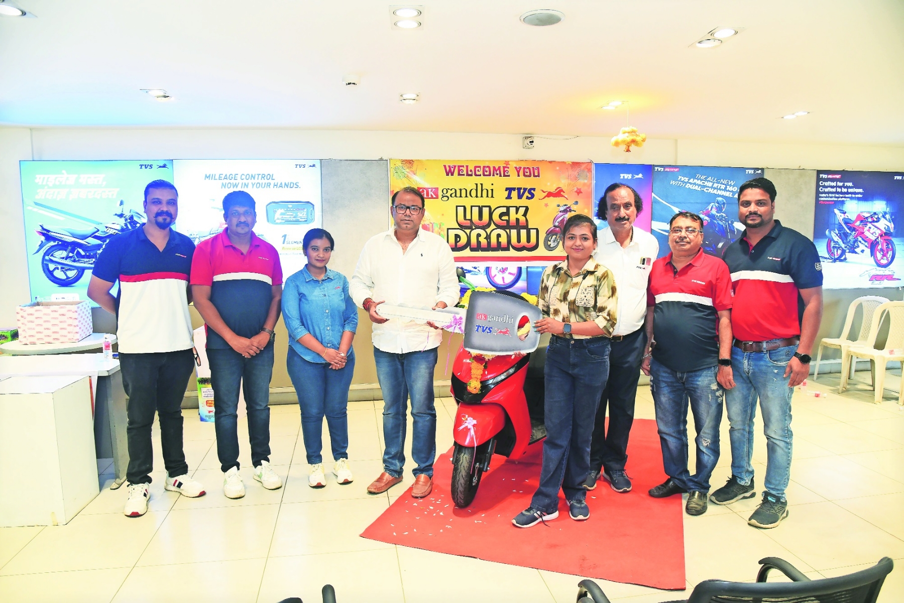 A K Gandhi TVS announces TVS Jupiter lucky draw winner