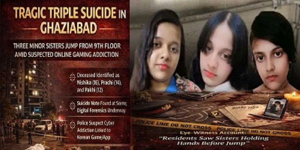 online game addiction: 3 sisters jump to death from 9th floor in Ghaziabad