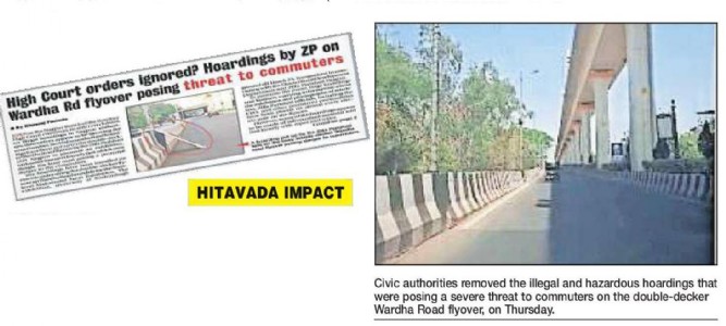 Flex banners removed from Wardha Rd flyover after ‘The Hitavada’ report