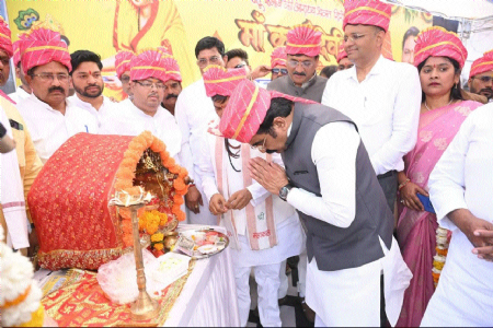 Minister Rakesh Singh graces procession on 1010th birth anniv of Maa Karma Devi