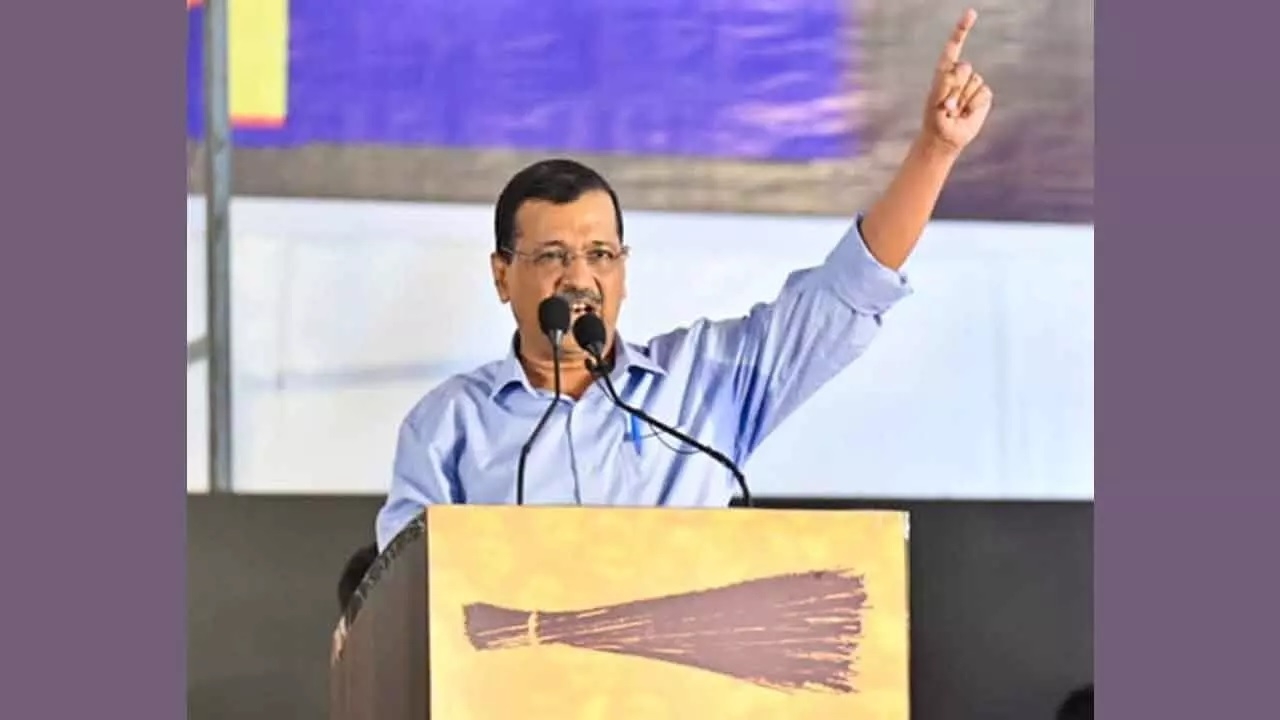 Kejriwal as he trains guns on BJP Cong