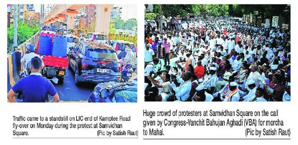 Samvidhan Sq shut for traffic Severe traffic-jam in central parts of city