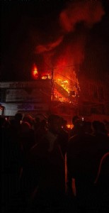 Fire engulfs 2 shops, Goods worth lakhs gutted