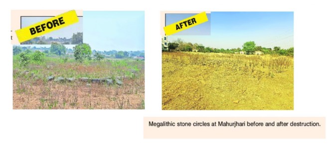 Megalithic heritage at Mahurjhari found damaged