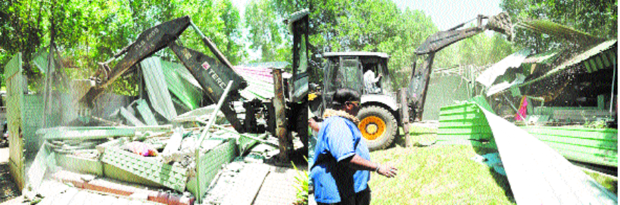 Demolition drive at Bhoj Wetland continues with repeated grace periods