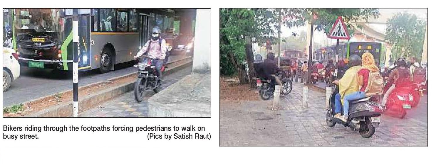 Two-wheelers taking over footpaths