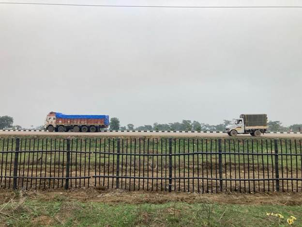 Bamboo fencing being installed