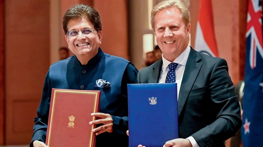 Piyush Goyal with New Zealand Minister of Trade and Investment Todd McClay 