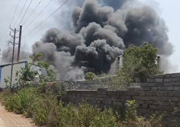 Fire in plastic factory