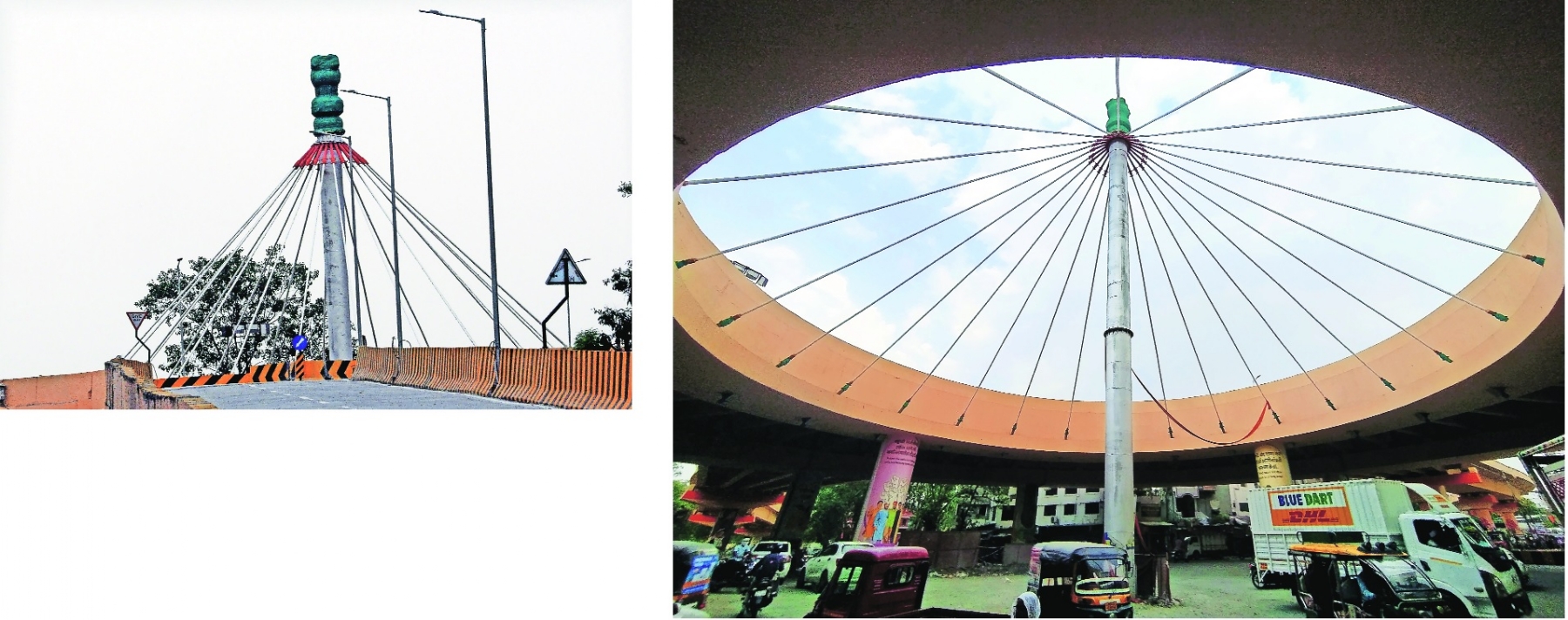 The majestic national emblem installed in the middle of rotary 