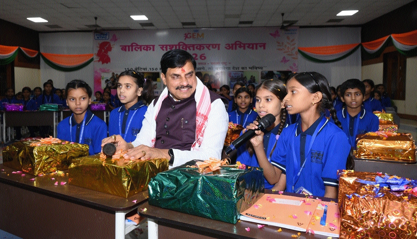 Chief Minister Dr Mohan Yadav interacting with the girls of Girl Empowerment Mission