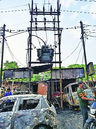 The transformer that           exploded at Ashirwad Nagar