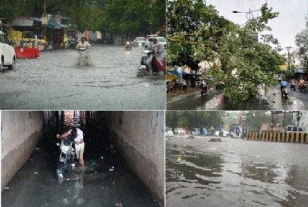 Rains bring relief from heat, Heavy water-logging reported in many areas, several streets turned into streams and trees uprooted