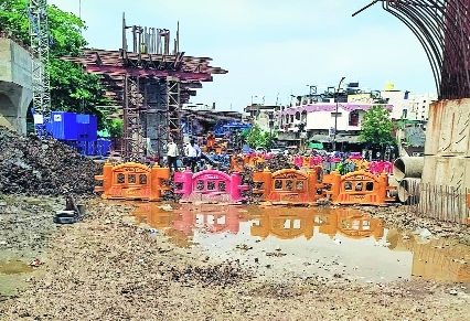 The ongoing work of flyover near Rajendra High School