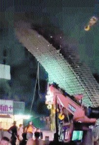 Tragedy averted as under-construction metro pillar tilts at Karond Intersection