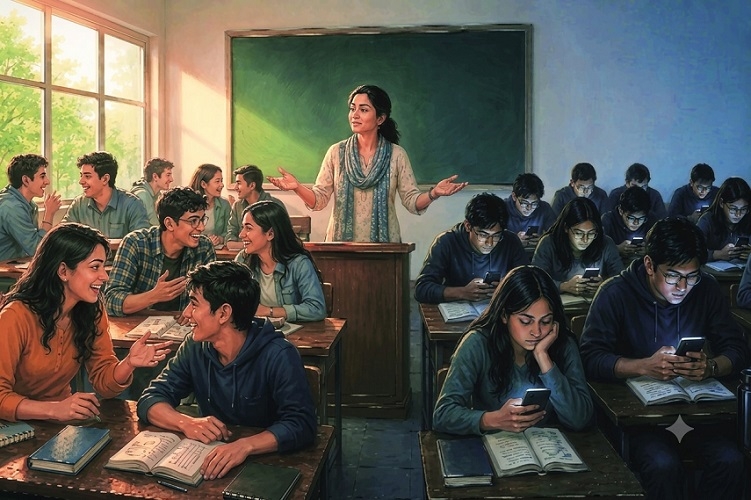 students scrolling worlds