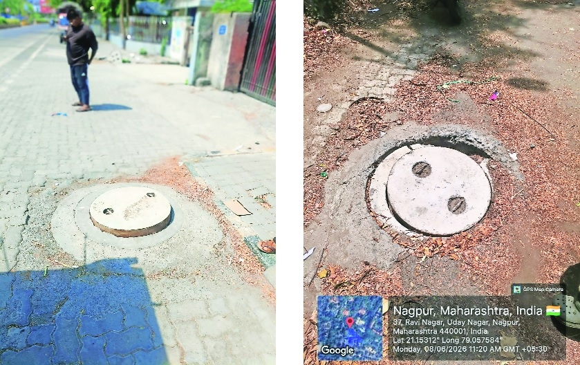 The manholes which were previously open now covered by NMC after The Hitavada publishe