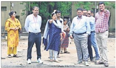 Dhawad inspectssite of Sports Complex