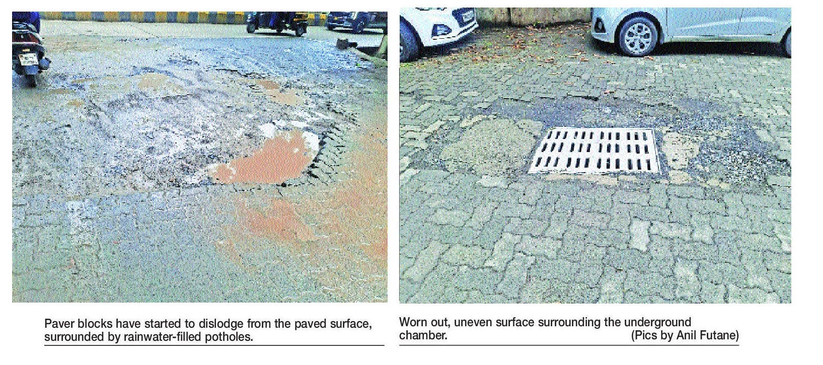 Newly-built cement road in Giripeth falling apart after first bout of rains 