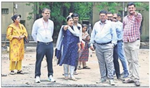Dhawad inspectssite of Sports Complex