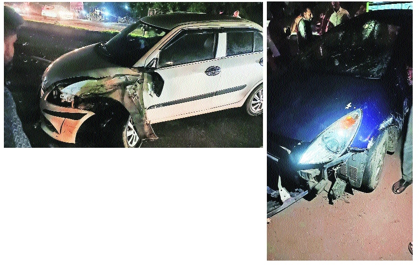 Two of the three cars involved in the crash 