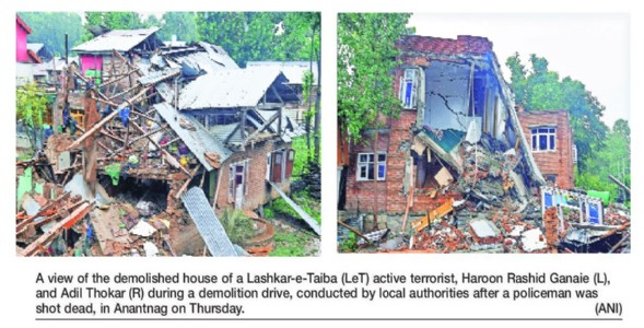 Houses of 2 LeT terrorists demolished in J&K