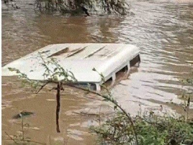One killed, three survive after SUV gets swept away