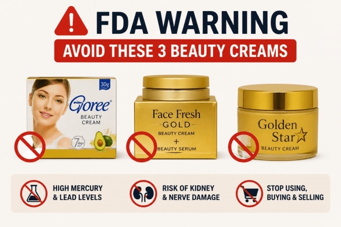 Mah FDA warns against 3 beauty creams after tests detect excessive mercury lead