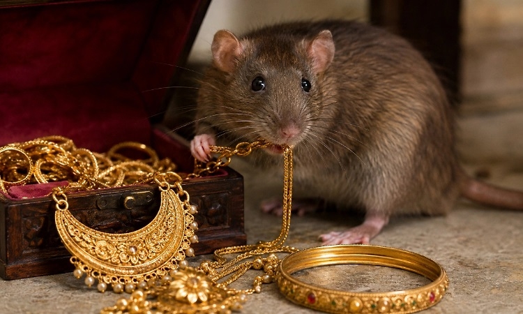 Rat caught on CCTV stealing gold ornaments from jewellery shop