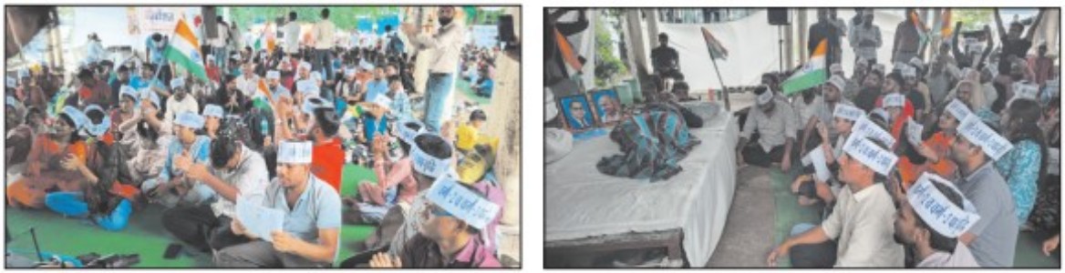 500+ educators siege Neelam Park in sit-in protestDemand for a rise in vacancy numbers in Class 2 and 3 Teacher recruitment