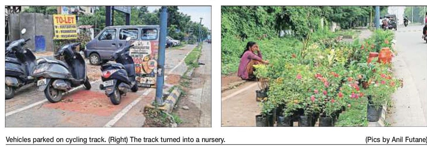 Neglected cycling track falling prey to slow encroachment
